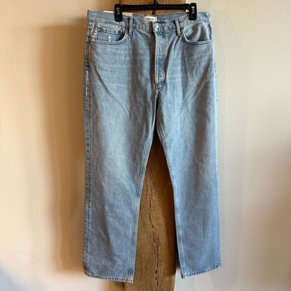 NWT AGOLDE Lana Midrise Vintage Straight Jeans - Light Wash 32 Button Fly - Picture 2 of 7